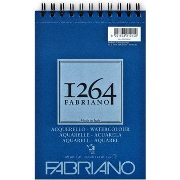 Альбом для акварелі на спіралі Fabriano 1264 А5 300г/м2 20 арк. 25% бавовни (8001348212140) 8001348212140 фото