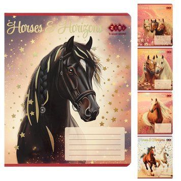 Зошит ZiBi HORSES 24 арк. клітинка вибір. УФ лак + тисн. фольгою мікс обкладинок (ZB25.1770K) ZB25.1770K фото