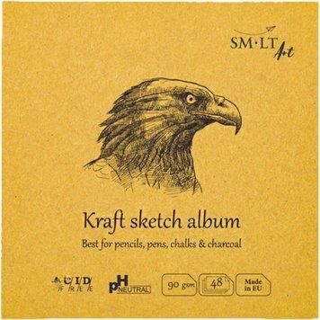 Скетчбук для ескізів Smiltainis Authentic (Kraft) Layflat альбом 14х14см 90г/м2 48арк коричневий 4770644588849 фото