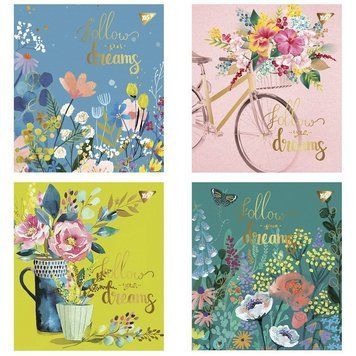 Зошит у клітинку 24 л YES Follow your dreams мікс обкладинок мат. ВДЛ+ УФ-віб+Pantone Gold (766842) 766842 фото