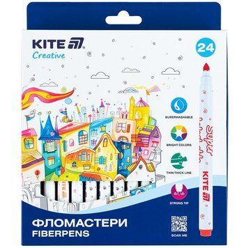 Суперзмивні фломастери Kite Superwashable 24 шт (K-1153) K-1153 фото