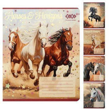 Зошит ZiBi HORSES 24 арк. лінія вибір. УФ лак + тисн. фольгою мікс обкладинок (ZB25.1770L) ZB25.1770L фото