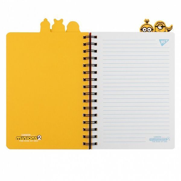 Записна книга блокнот YES Minions А5 80 аркушів лінія карт. обкладинка cпіраль з фігурн. роздільниками 151778 фото