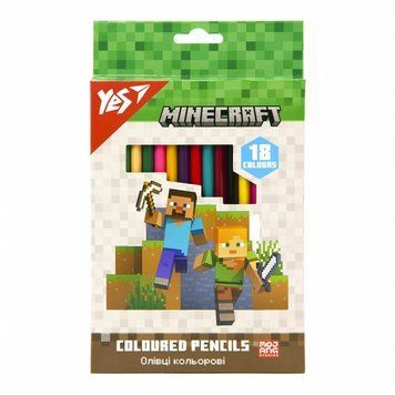 Олівці кольорові тригранні Yes Minecraft 18 кольорів (290765) 290765 фото