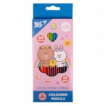Олівці кольорові двосторонні YES Line Friends 12шт./24 кольори (290713) 290713 фото