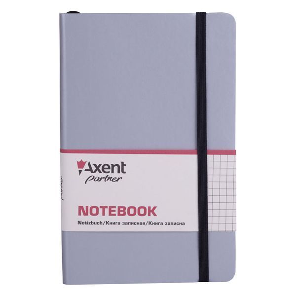 Записна книга блокнот Axent 125х195мм 96арк клітка,тв. обл.,срібний Partner Soft 8206-34-A 8206-34-A фото