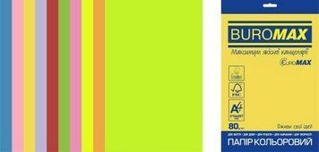 Папір кольоровий Buromax 20 аркушів набір 10 кольорів А4 80 г/м2 (BM.2721820E-99) BM.2721820E-99 фото