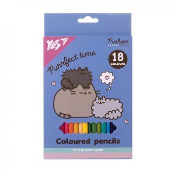 Олівці кольорові тригранні Yes Pusheen 18 кольорів (290766) 290766 фото