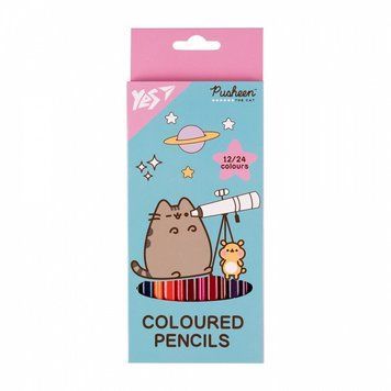 Олівці кольорові двосторонні YES Pusheen. Cheek 12шт./24 кольори (290745) 290745 фото