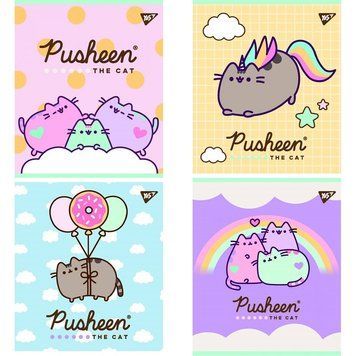 Зошит у лінію 18 л YES Pusheen мікс обкладинок мат. ВДЛ+глітер (766826) 766826 фото