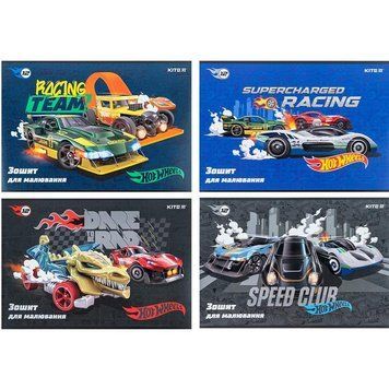 Альбом для малювання Kite Hot Wheels А4 12 аркушів гібр. лак + УФ лак (HW24-241) HW24-241 фото