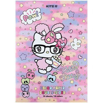 Папір кольоровий двосторонній Kite Hello Kitty А4 15 кольорів 15 арк (HK24-250) HK24-250 фото