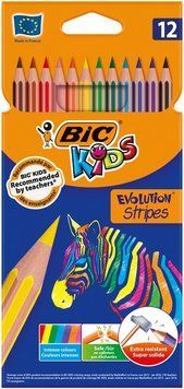 Олівці кольорові Bic Evolution Stripers 12шт (bc9505221) bc9505221 фото