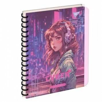 Записна книга блокнот YES Cyber girl А5 144 аркушів клітинка пласт. обкладинка подвійна cпіраль (681964) 681964 фото