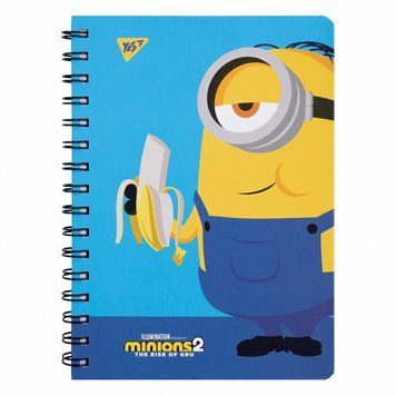 Записна книга блокнот YES Minions Banana А5 80 аркушів лінія карт. обкладинка подвійна cпіраль (151774) 151774 фото