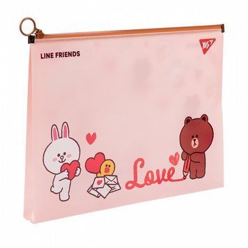 Папка-конверт на блискавці YES Line Friends. Brown A4 (492090) 492090 фото