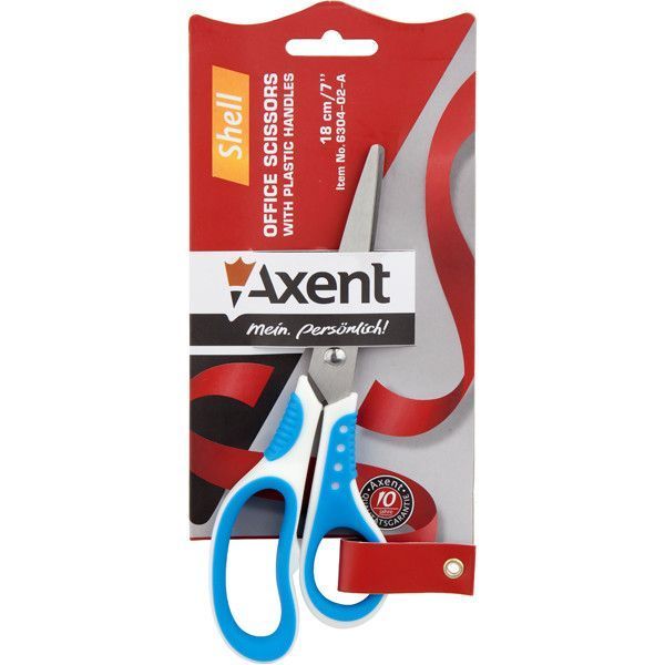 Ножиці Axent Shell 18 см канцелярські резручки біло-блакитні 6304-02-A 6304-02-A фото