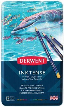 Набір чорнильних олівців Inktense, 12кол., В метал. коробці, Derwent 5028252187039 фото