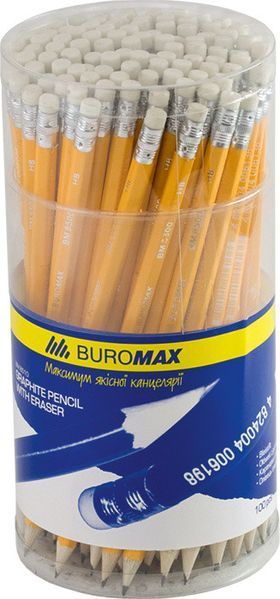 Олівці графітні Buromax НВ жовтий з ластиком BM.8500 BM.8500 фото