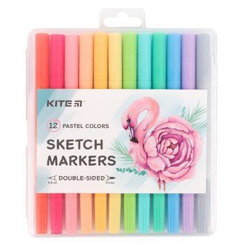 Скетч-маркери Kite Pastel 12 кольорів (K22-045) K22-045 фото