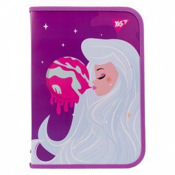 Папка факультативна на блискавці YES Space Girl A4 (491968) 491968 фото