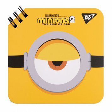 Записна книга блокнот YES Minions 110х110 мм 80 аркушів без розмітки карт. обкладинка подвійна cпіраль 151754 фото