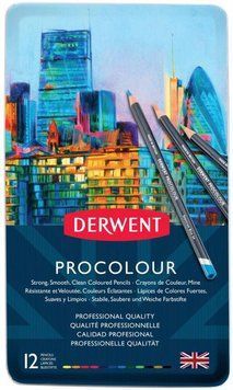 Олівці кольорові Derwent Procolour 12кол в метал.пеналі (5028252514613) 5028252514613 фото