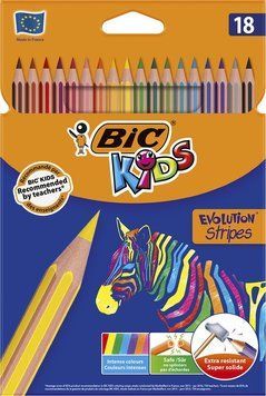 Олівці кольорові Bic Evolution Stripes 18 шт. (bc950524) bc950524 фото