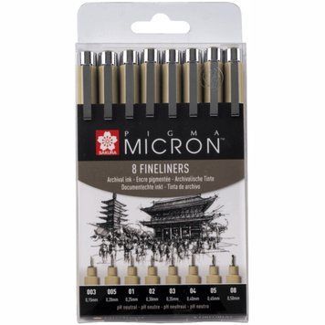 Лінери Sakura Pigma Micron набір 8шт чорний (8712079459536) 8712079459536 фото