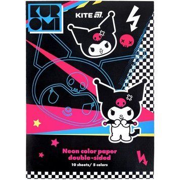 Папір кольоровий неон Kite Kuromi А4 (10арк/5кол) (HK24-252-2) HK24-252-2 фото
