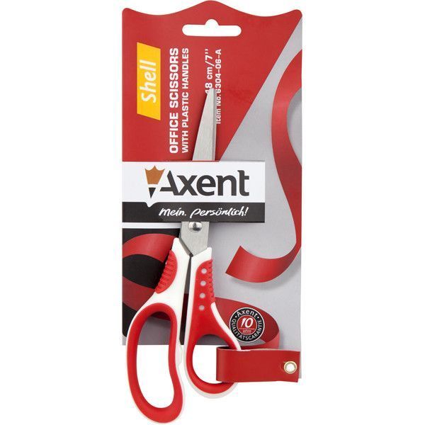 Ножиці Axent Shell 18 см канцелярські резручки біло-червоні 6304-06-A 6304-06-A фото