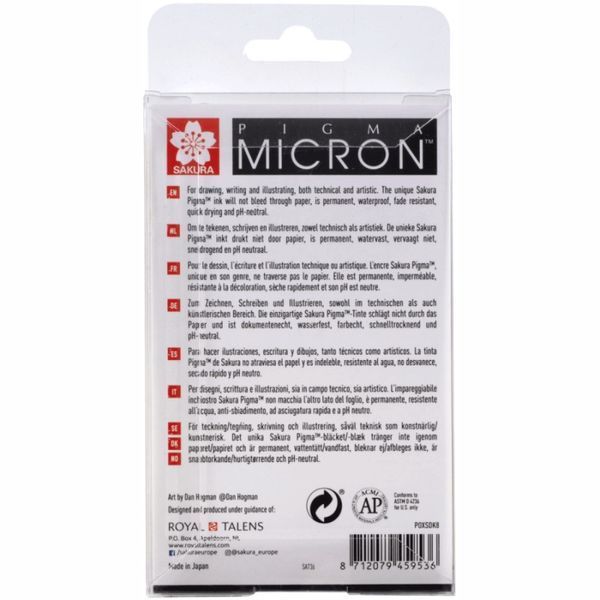 Лінери Sakura Pigma Micron набір 8шт чорний (8712079459536) 8712079459536 фото