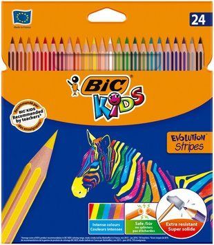 Олівці кольорові Bic Evolution Stripes 24 шт. (bc950525) bc950525 фото