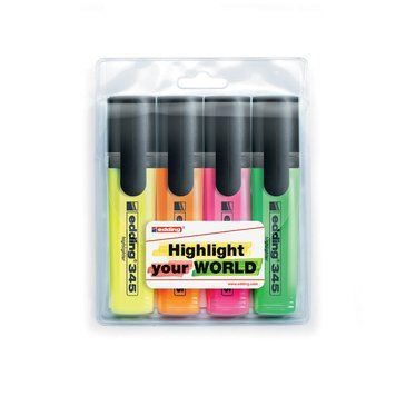 Маркер текстовыделитель Highlighter Edding 2-5 мм скошений набір 4шт e-345/4/SE e-345/4/SE фото