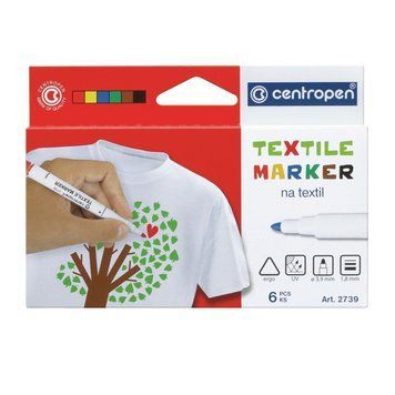 Маркер для тканини Textile Centropen 2 мм набір 6 кольорів 27396 2739.6 фото