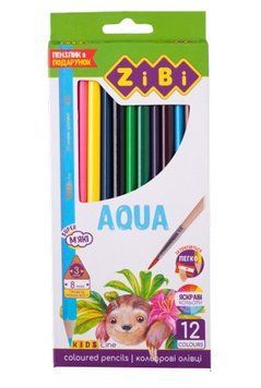 Олівці кольорові акварельні ZiBi KIDS LINE AQUA 12 кольорів (ZB.2475) ZB.2475 фото