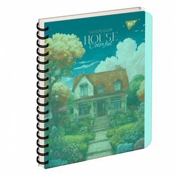 Записна книга блокнот YES Watercolor А5 144 аркушів клітинка пласт. обкладинка подвійна cпіраль (681971) 681971 фото