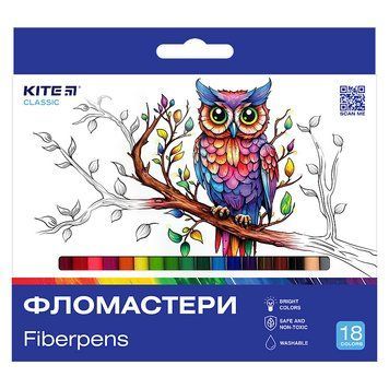 Фломастери Kite Classic 18 кольорів (K-448) K-448 фото