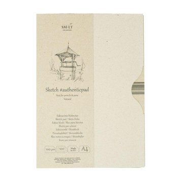 Склейка для ескізів в папці AUTHENTIC А4, 100г/м2, 100л, натуральний колір, SMILTAINIS 4770644587842 фото