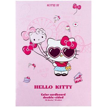 Картон кольоровий двосторонній Kite Hello Kitty А4 10 кольорів 10 арк (HK24-255) HK24-255 фото