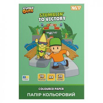 Папір кольоровий односторонній YES Stumble Guys А4 20 аркушів скоба (955497) 955497 фото