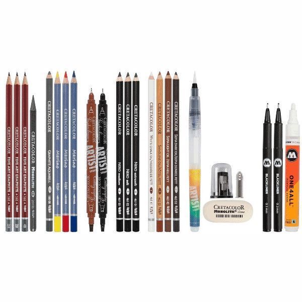 Набір художніх матеріалів Cretacolor URBAN SKETCHING 24шт металева коробка (9014400301989) 9014400301989 фото