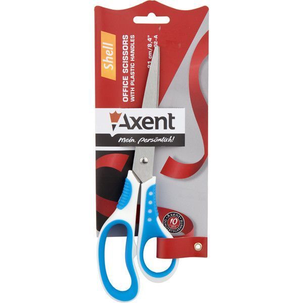 Ножиці Axent Shell 21 см канцелярські резручки біло-блакитні 6305-02-A 6305-02-A фото