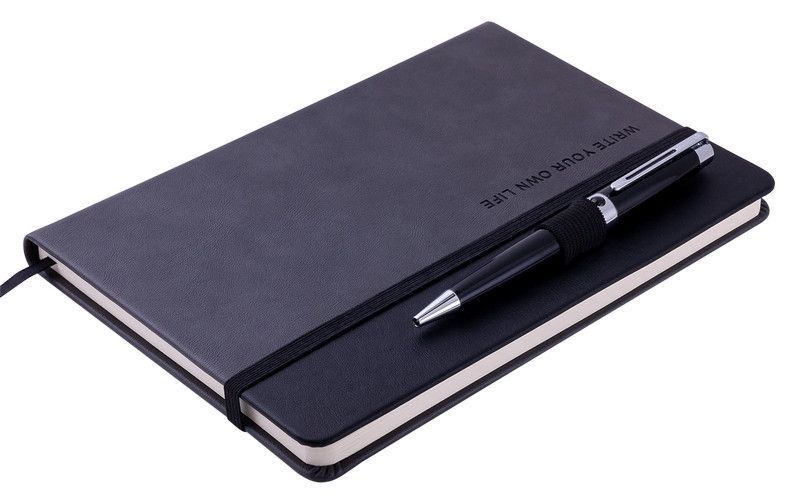 Записна книга блокнот Buromax RECORD A5 96 л точка позов.шкіра сірий (BM.295310-09) BM.295310-09 фото
