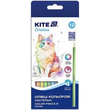 Олівці кольорові Kite Creative Pastel 12 кольорів (K-451) K-451 фото