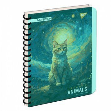 Записна книга блокнот YES Dreamer animals А5 144 аркушів клітинка пласт. обкладинка подвійна cпіраль (681972) 681972 фото
