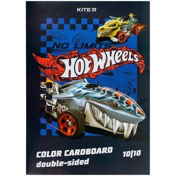 Картон кольоровий двосторонній Kite Hot Wheels А4 (10арк/10кол) (HW24-255) HW24-255 фото