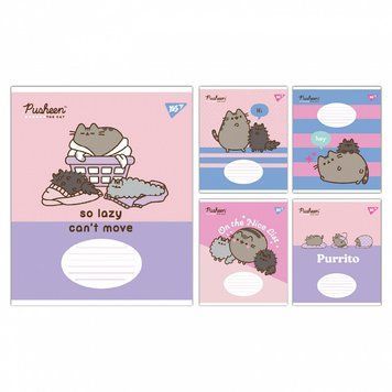 Зошит YES Pusheen The Cat 12 арк. коса лінія мікс дизайнів (767614) 767614 фото
