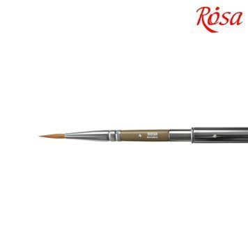 Кисть мікс білка, соболь Rosa Travel Brush Lake 178 кругла №4 коротка ручка (4823098516873) 4823098516873 фото