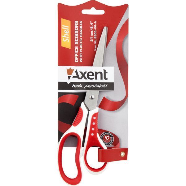 Ножиці Axent Shell 21 см канцелярські резручки біло-червоні 6305-06-A 6305-06-A фото